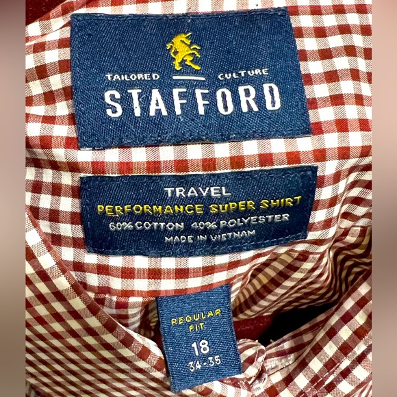 Stanford Travel Performance Super Shirt - Red & White Plaid Button Up - Picture 5 of 6